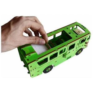 3Д пазл Автобус / деревянный конструктор автобус зелёный