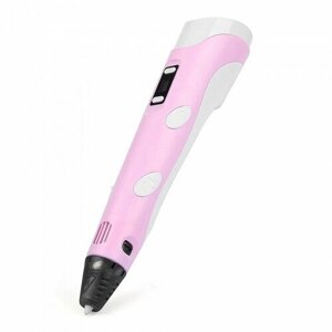 3D ручка второго поколения с набором пластика PLA (3 цвета, 9 метров) / Ручка 3D Pen-2 для детей, с дисплеем, розовый