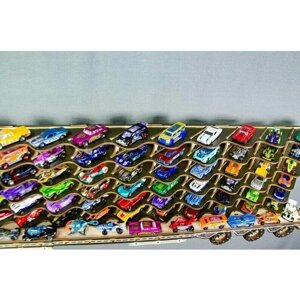 42 ячейки деревянная полка для коллекции машинок горизонтальная 1:64 / Деревянная парковка настенная для моделек автомобилей / Органайзер для игрушек