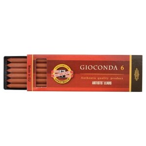 4373002006PK Сангина Koh-I-Noor "Gioconda", коричневая красная, стержень, 5,6мм, 6шт., пластик короб