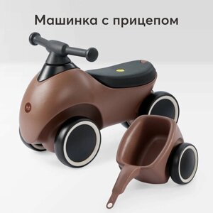 50044, Машина-каталка Bolty Happy Baby, машинка каталка для детей, толокар для мальчиков и девочек, с прицепом, коричневая