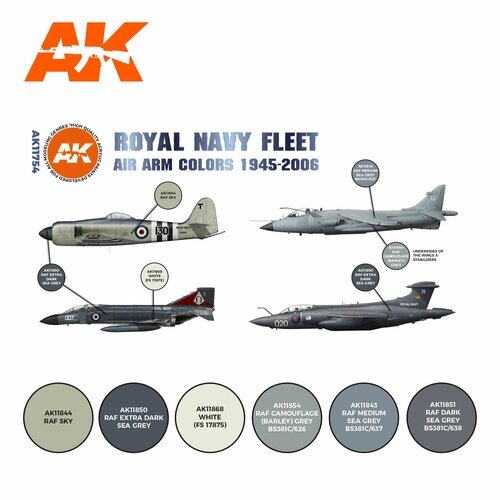 AK11754 Набор красок RN Fleet Air Arm Aircraft Colors 1945-2010 SET 3G от компании М.Видео - фото 1