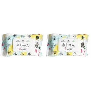 Akinawa Салфетки влажные детские, гипоаллергенные, с экстрактом ромашки, 80 штук в упаковке, 2 упаковки