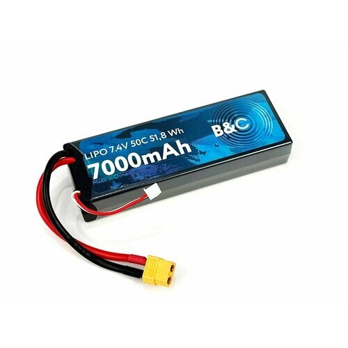 Аккумулятор Li-po B&C 7000 MAH 7.4v (2s), 50C, XT60, Hardcase от компании М.Видео - фото 1