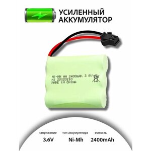 Аккумуляторная батарея (АКБ, аккумулятор) для радиоуправляемых игрушек / моделей, AA, разъем SM, 3.6В, 2400мАч, Ni-Mh