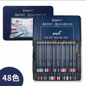 Акварельные карандаши профессиональные Giorgione Art Grip-Aquarelle 48 цветов в металлическом боксе