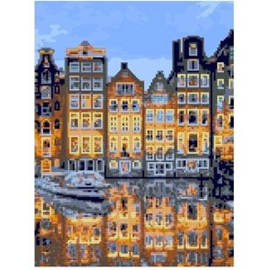 Алмазная Мозаика 30*40см Холст (Частичная выкладка) Стразы-камешки Тихий Амстердам (рулон) (картонная упаковка) (33684)