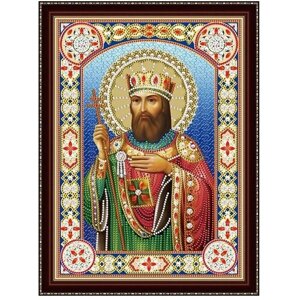 Алмазная Мозаика 30*40см Холст на подрамнике (Частичная выкладка) Стеклянные стразы Святой Равноапостольный Царь Константин (6775)