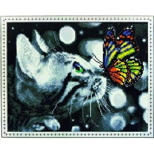 Алмазная мозаика 40x50см круглые стразы домашние животные, котики, собачки, кот, собака