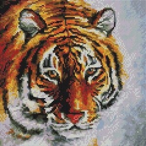 Алмазная мозаика Белоснежка "Тигр на снегу"Набор алмазной мозаики 30х30 см / На подрамнике / Полная выкладка / Животные
