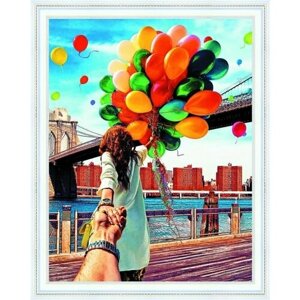 Алмазная мозаика "Бруклинский мост" круглые стразы на подрамнике 40*50, Paintboy HWA5225