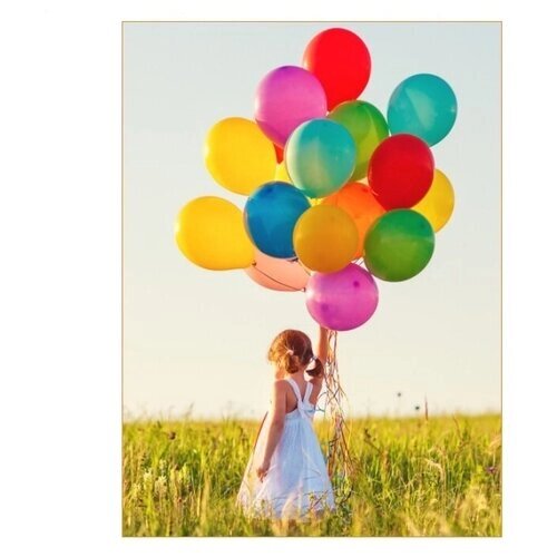 Алмазная мозаика "Девочка и разноцветные шары" 17цветов от компании М.Видео - фото 1