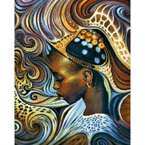 Алмазная мозаика Девушка африканка, пустыня, Индия40x50, квадратные стразы попарт, лицо, глаз, губы, абстракция, яркая