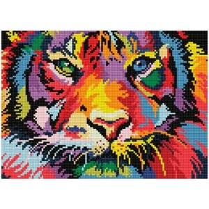 Алмазная мозаика "Глазами тигра", LE137 / 30х40 см / Полная выкладка / Холст на подрамнике / Картина стразами / Премиум набор