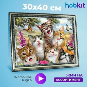 Алмазная мозаика HOBKIT "Веселые котята 30х40" 40х30 размер холста,