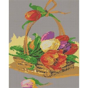 Алмазная мозаика картина Корзина с тюльпанами