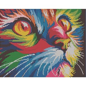 Алмазная мозаика картина Радужный котик 35*43,5см