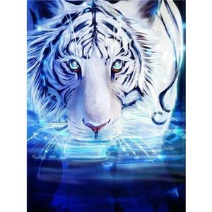 Алмазная мозаика картина стразами Белый тигр, 30х40 см