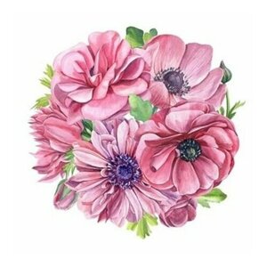 Алмазная мозаика картина стразами Букет розовых цветов, 20х20 см