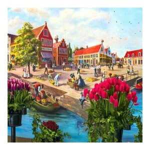 Алмазная мозаика картина стразами Город в цветах, 30х30 см