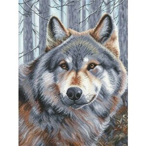 Алмазная мозаика картина стразами Волк в лесу, 30х40 см