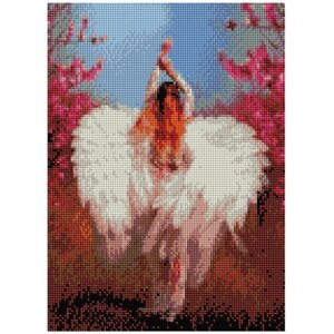Алмазная мозаика квадратная 3040 см, полное заполнение, 23 цв. Девушка-ангел в саду»