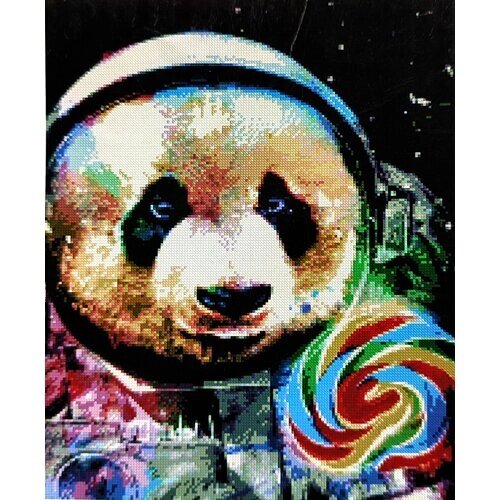 Алмазная мозаика квадратные стразы 40*50 радужная панда, пончик, чёрно-белая, поп-арт, абстракция, животные, саламандра от компании М.Видео - фото 1