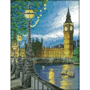 Алмазная мозаика "Лондон, Биг-Бен" на подрамнике 30х40, полная выкладка 25х35 (картина стразами, алмазная вышивка)