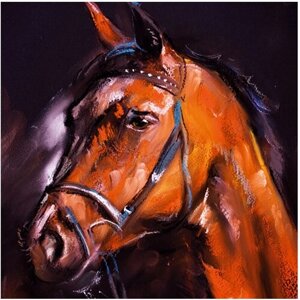 Алмазная мозаика лошадь, холст 30х30 см (размер выкладки 25х25 см)
