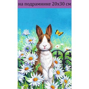 Алмазная мозаика на подрамнике 20х30 Заяц кролик, алмазная живопись 30х20, 30*20, Наборы с круглыми стразами полная выкладка