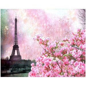 Алмазная мозаика на подрамнике 40х50 Пейзаж Париж Алмазная живопись 50х40 Алмазная вышивка, наборы с круглыми стразами полная выкладка