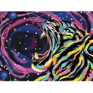 Алмазная мозаика на подрамнике с полным заполнением «Звёздный тигр», 30х40см