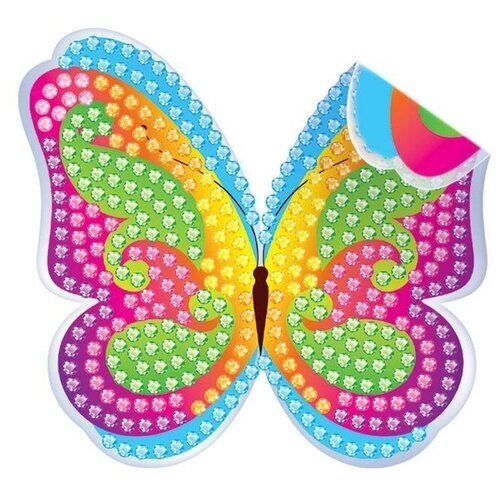 Алмазная мозаика наклейка для детей «Бабочка», 10 х 10 см. Набор для творчества от компании М.Видео - фото 1
