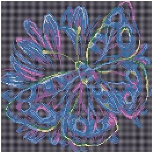 Алмазная мозаика. Неоновые бабочки 39х39см