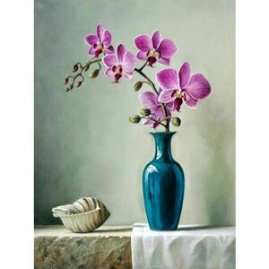 Алмазная мозаика "Орхидея в вазе"5, 30*40 см, без подрамника