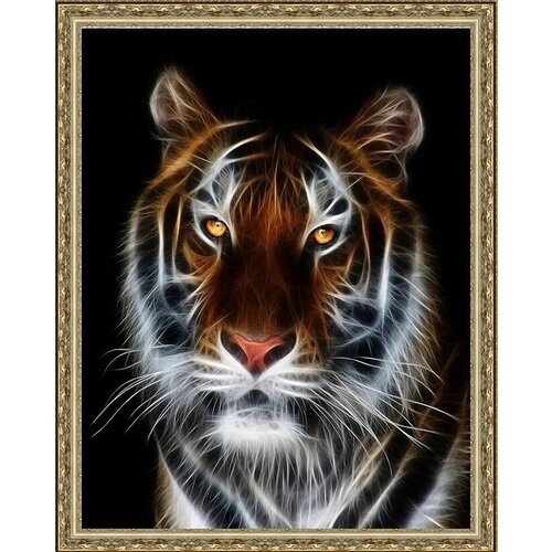 Алмазная мозаика Paintboy на подрамнике размер 40х50 круглые камешки WB6947 Неземной красоты тигр от компании М.Видео - фото 1