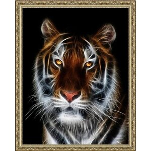 Алмазная мозаика Paintboy на подрамнике размер 40х50 круглые камешки WB6947 Неземной красоты тигр