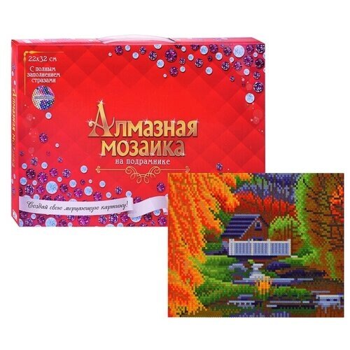 Алмазная мозаика Рыжий кот 22*32 см, "Осенний пейзаж" с подрамником, с полным заполнением (AS22049) от компании М.Видео - фото 1