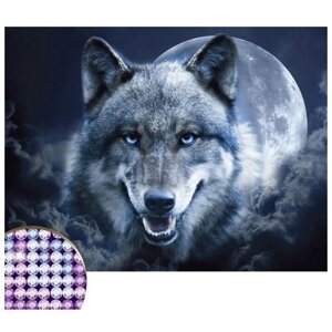 Алмазная мозаика с частичным заполнением «Магия волка» 30х40 см, холст, ёмкость