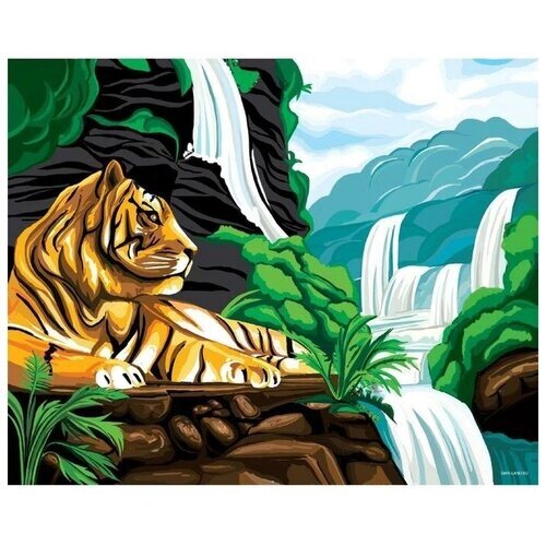 Алмазная мозаика с частичным заполнением «Тигр у водопада» 40х50 см, холст, ёмкость от компании М.Видео - фото 1