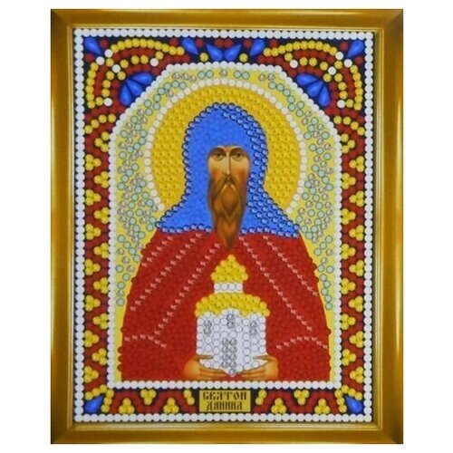Алмазная мозаика "Св. Даниил" 10,5Х14,5см в подарок золотая рамка для готовой работ от компании М.Видео - фото 1