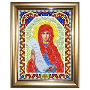 Алмазная мозаика "Святая Апполинария (Полина)10,5Х14,5см в подарок золотая рамка для готовой работы