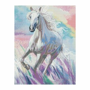 Алмазная мозаика ТРИ совы "Белая лошадь", 30*40см, холст, картонная коробка с пластиковой ручкой, 360889