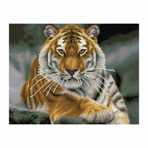 Алмазная мозаика ТРИ совы "Тигр", 30*40см, холст, картонная коробка с пластиковой ручкой, 360945