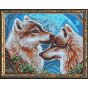 Алмазная мозаика "Верность" на подрамнике, 40х50 см, животные/волки