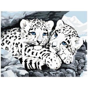 Алмазная мозаика "Ягуарята", 30x40 см, Цветной (Premium)
