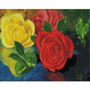Алмазная мозаика Желтая и красная розы 40x50 см.