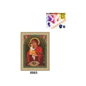 Алмазная мозайка "Почаевская икона Божией Матери" 30*40см на подрамнике, частичное заполненение