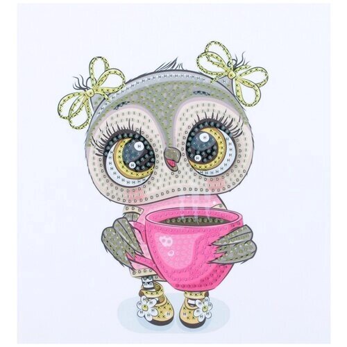 Алмазная вышивка на пяльцах "Сова с кружкой" 7422039 от компании М.Видео - фото 1