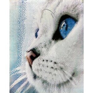 Алмазные мозаика круглые стразы, 40/50 домашние животные, собаки, белый кот, кошки, щенки